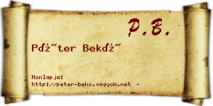 Péter Bekő névjegykártya